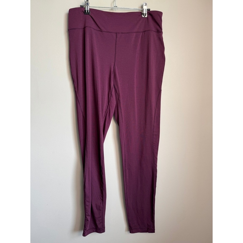 Paradox Women's Merino Wool Blend Active Leggings XL Burgundy Hiking Athleisure